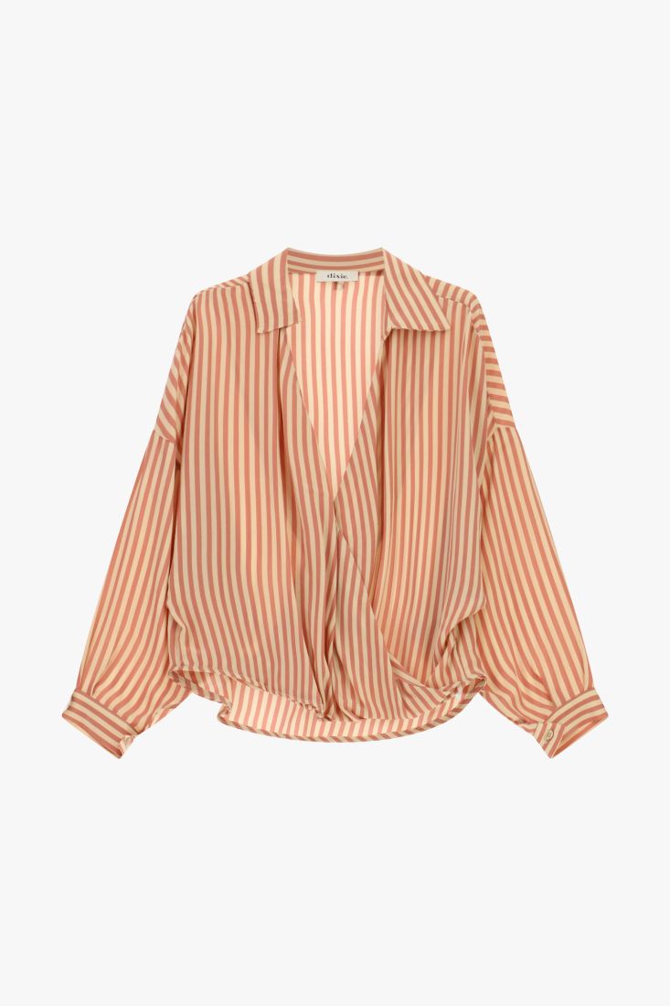 Camicia a righe con scollo a v e vestibilità morbida
