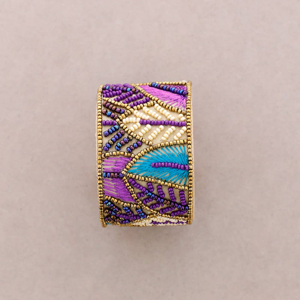 Bracciale regolabile con paillettes a foglia: Gelso