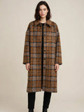 Cappotto Lungo Oversize a Quadri - AMBER Cammello & Azzurro
