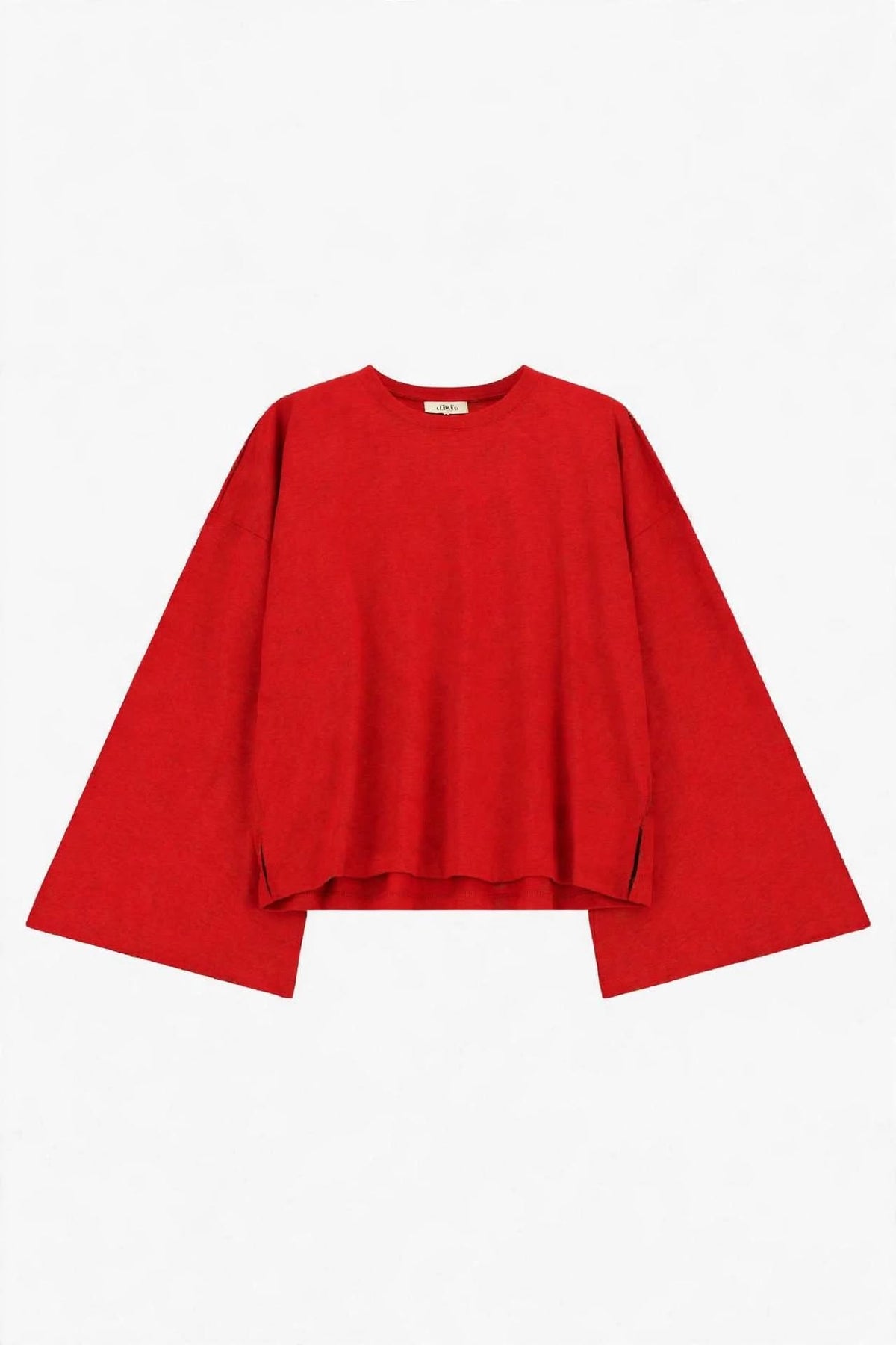Top a maniche lunghe ampie con scollo tondo
