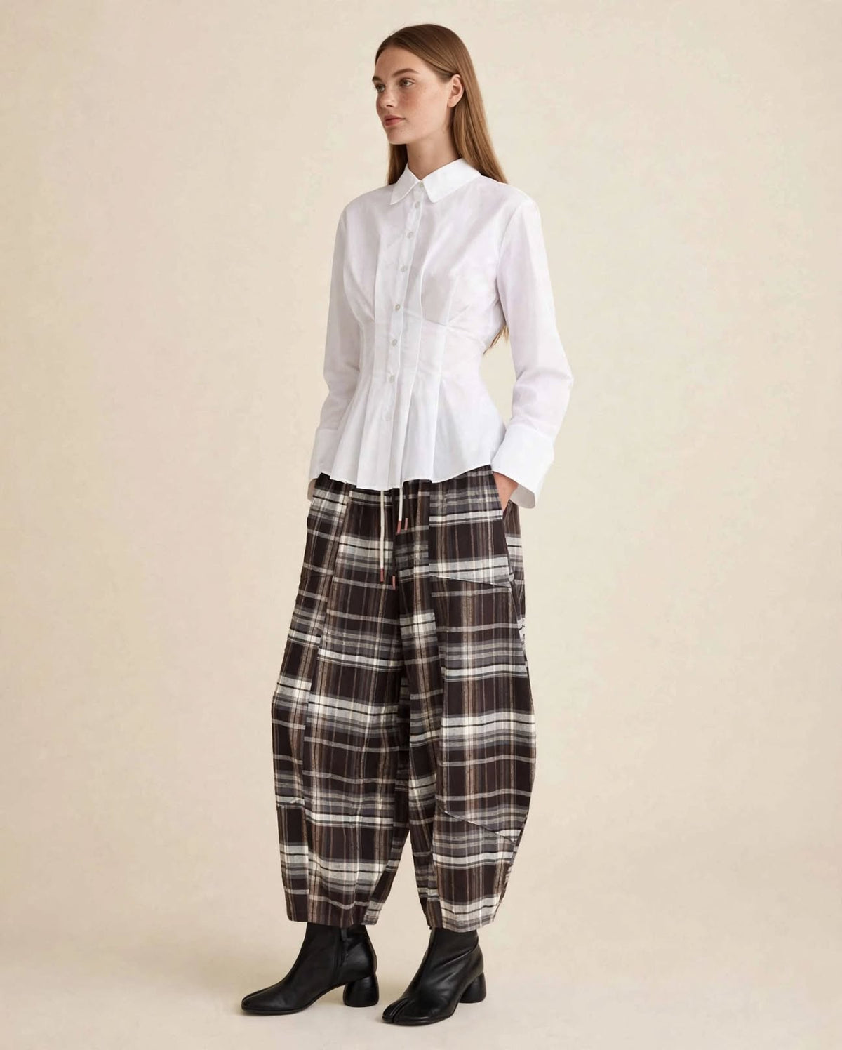 PANTALONE BALLOON TARTAN - CHOCOLATE CHECK
