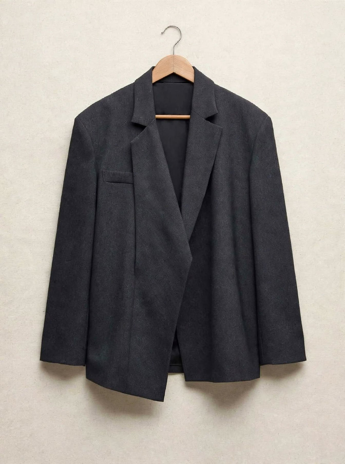 Blazer Oversize Grigio Antracite - Chiusura Asimmetrica