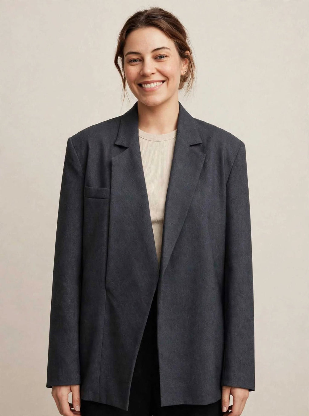 Blazer Oversize Grigio Antracite - Chiusura Asimmetrica