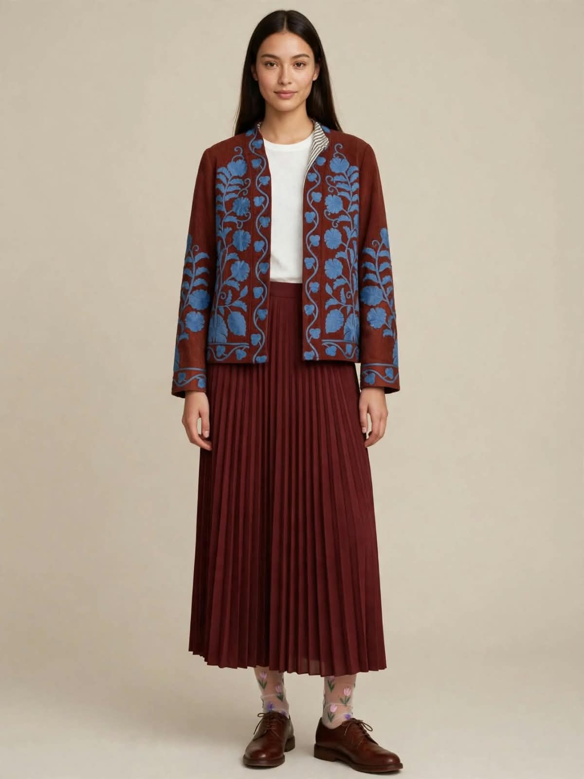 Kimono Giacca Suzani - Terracotta & Cielo