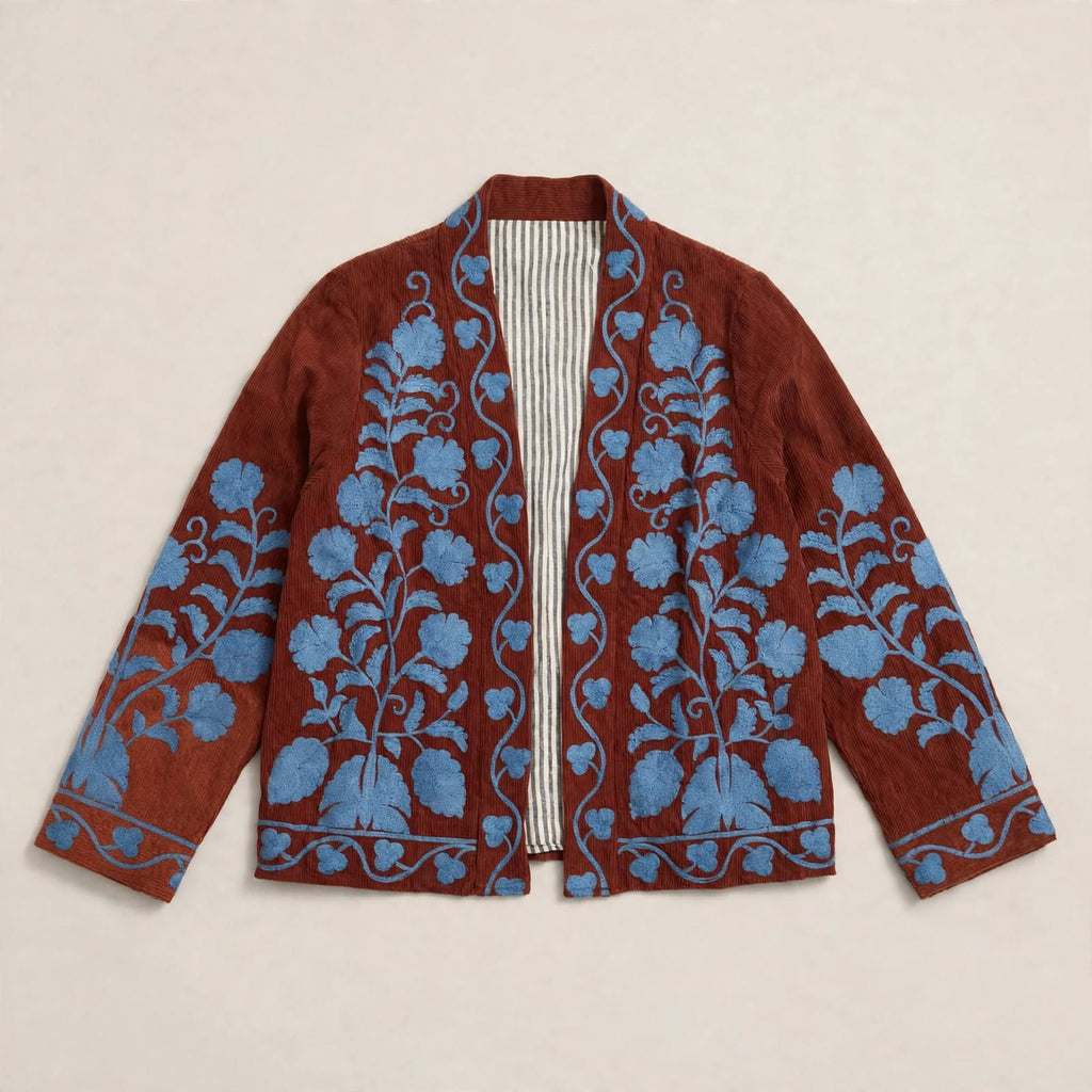Kimono Giacca Suzani - Terracotta & Cielo