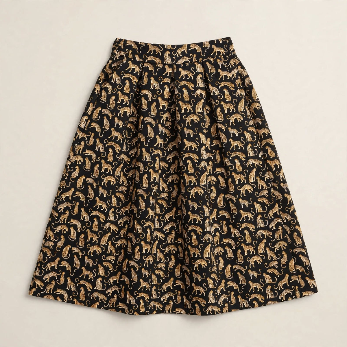 Gonna Gold Leopards - Midi Svasata Nera e Oro