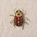 Spilla Scarabeo Bordeaux - Spilla Insetto Ricamata Bordeaux e Oro | BORDEAUX Beetle -
