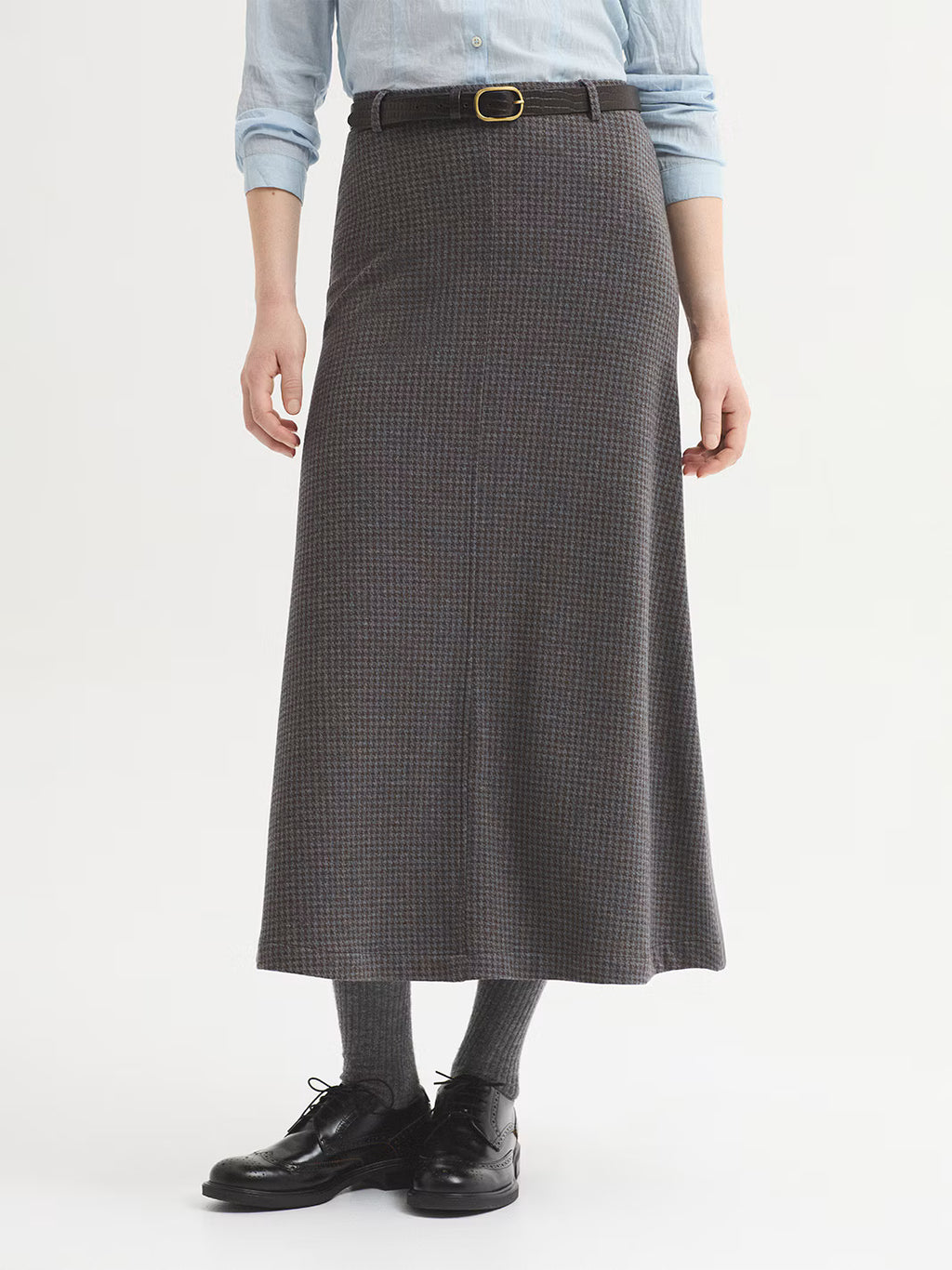 Gonna lunga in jacquard pied poule