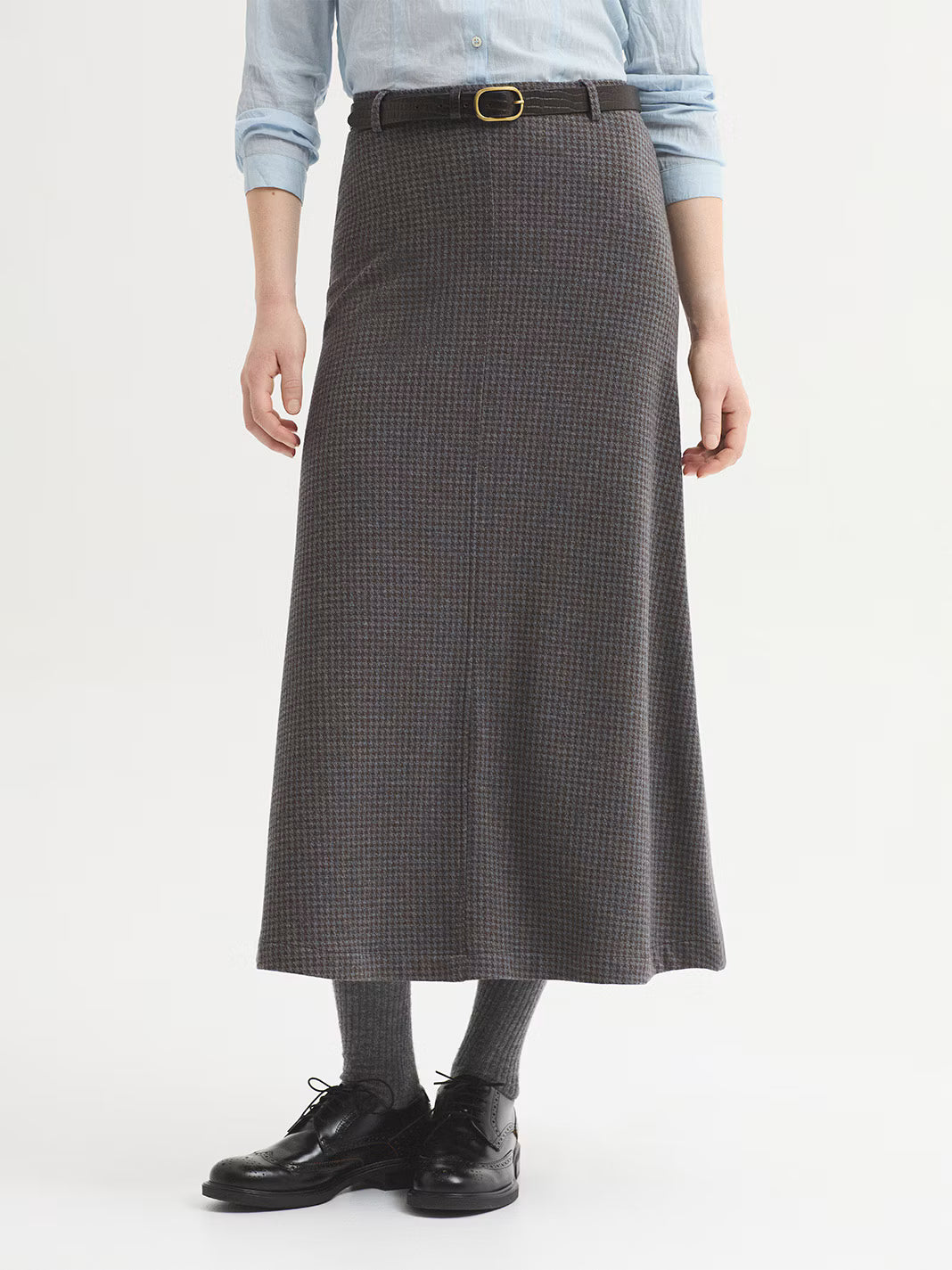 Gonna lunga in jacquard pied poule