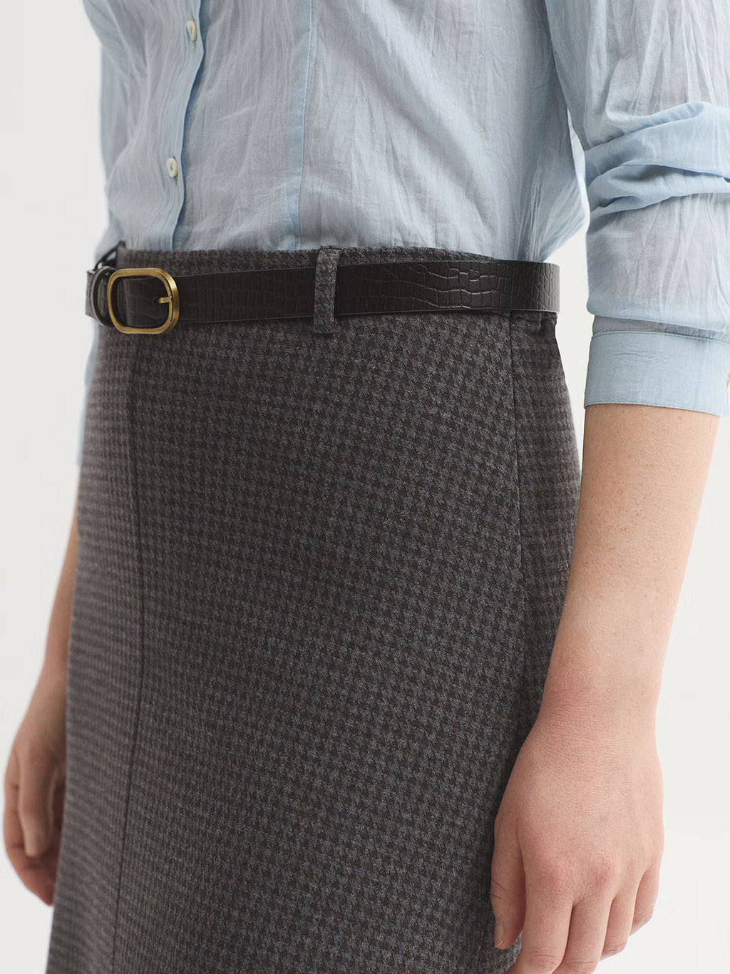 Gonna lunga in jacquard pied poule