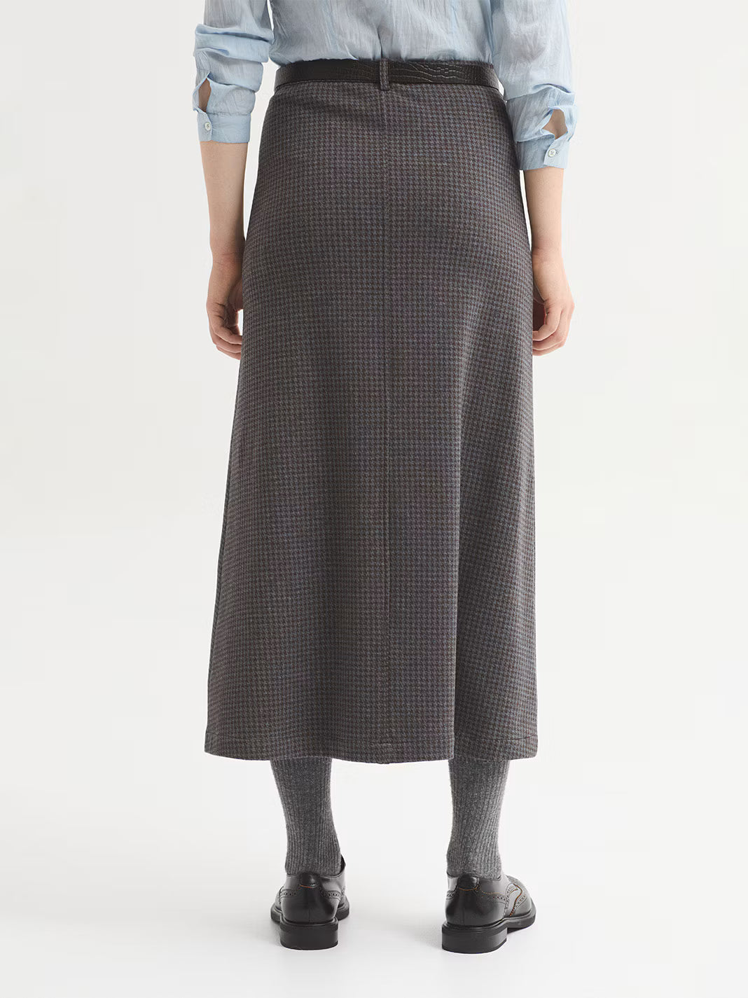 Gonna lunga in jacquard pied poule
