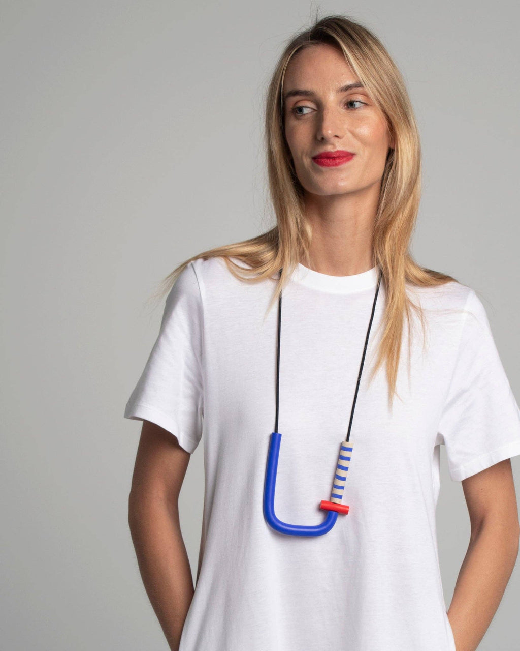 Collana Striped Balance in argilla polimerica: Lunghezza fissa di circa 90 cm