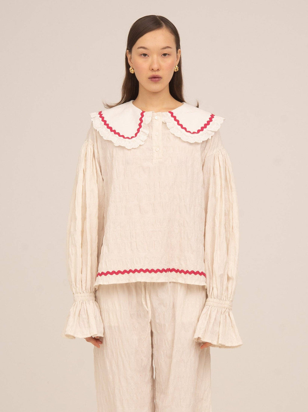 Blusa Pigiama Crema Offduty