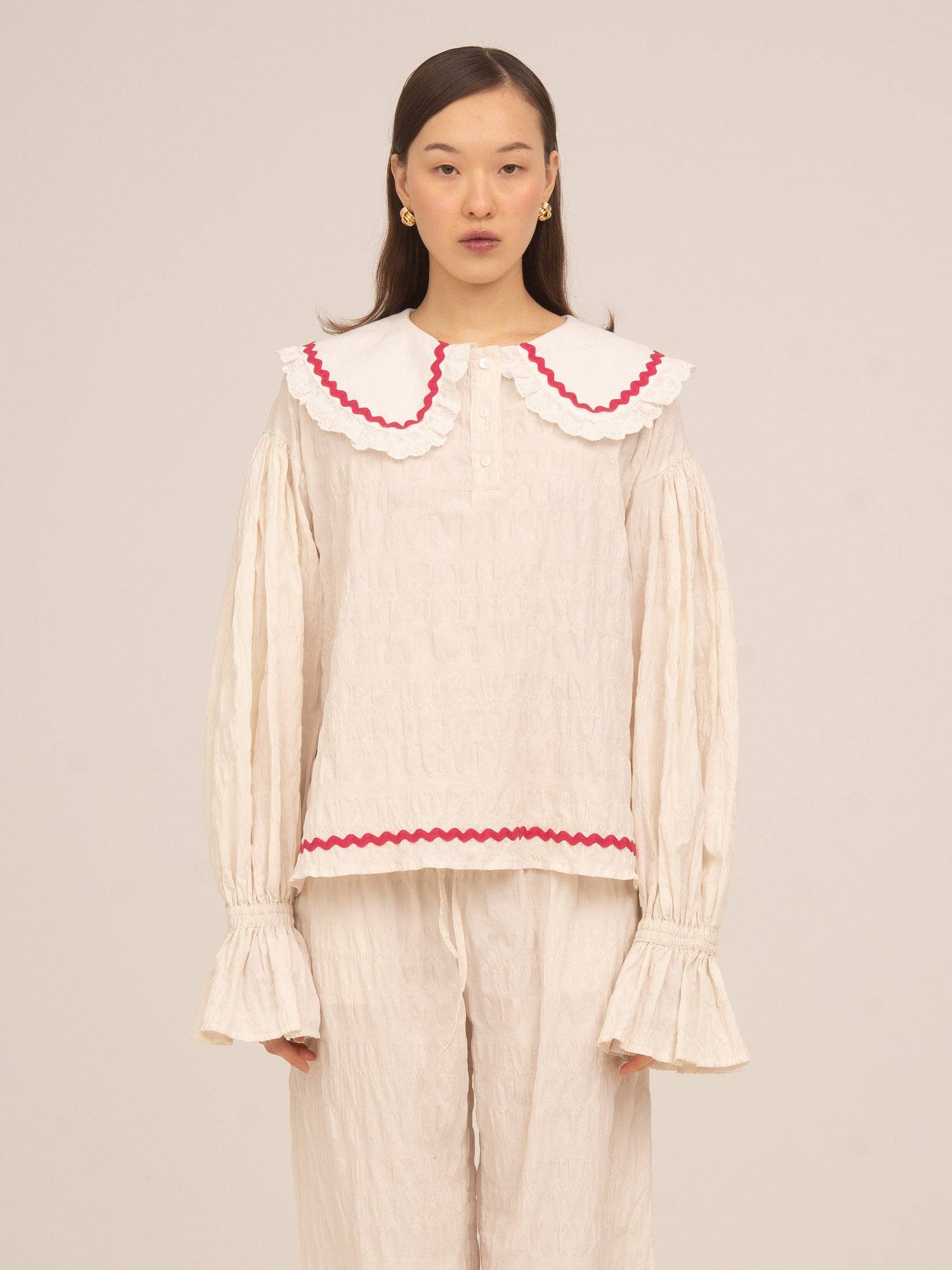 Blusa Pigiama Crema Offduty