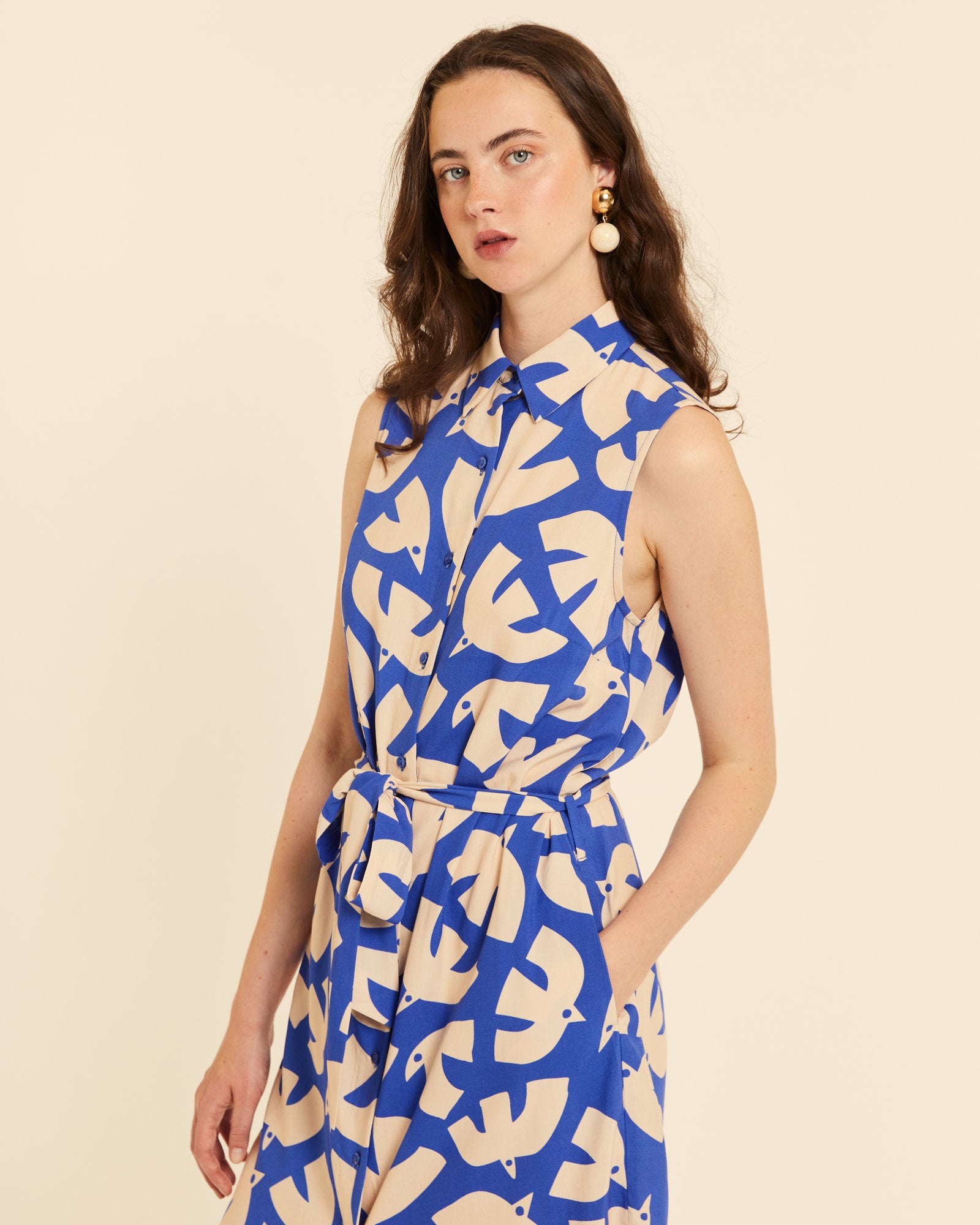 Vestido abotonado Blue Birds