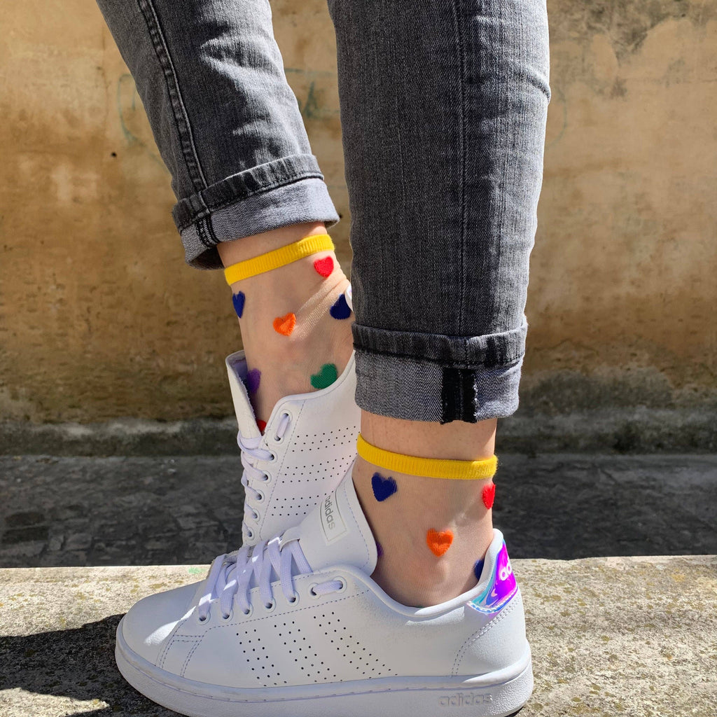 Tutu - calzini trasparenti con cuori multicolori