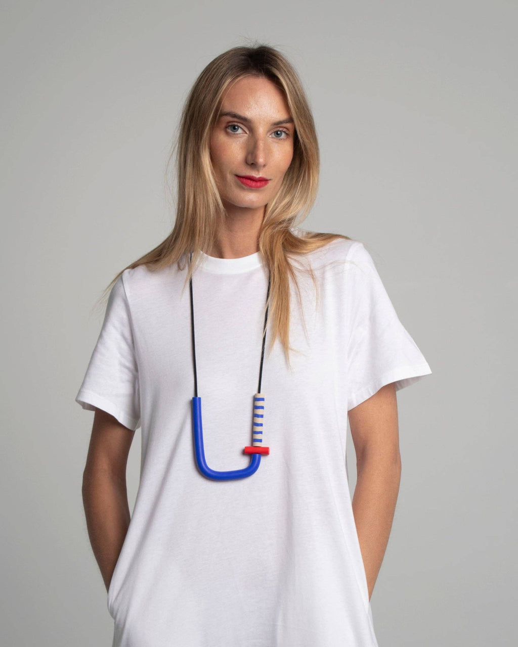 Collana Striped Balance in argilla polimerica: Lunghezza fissa di circa 90 cm