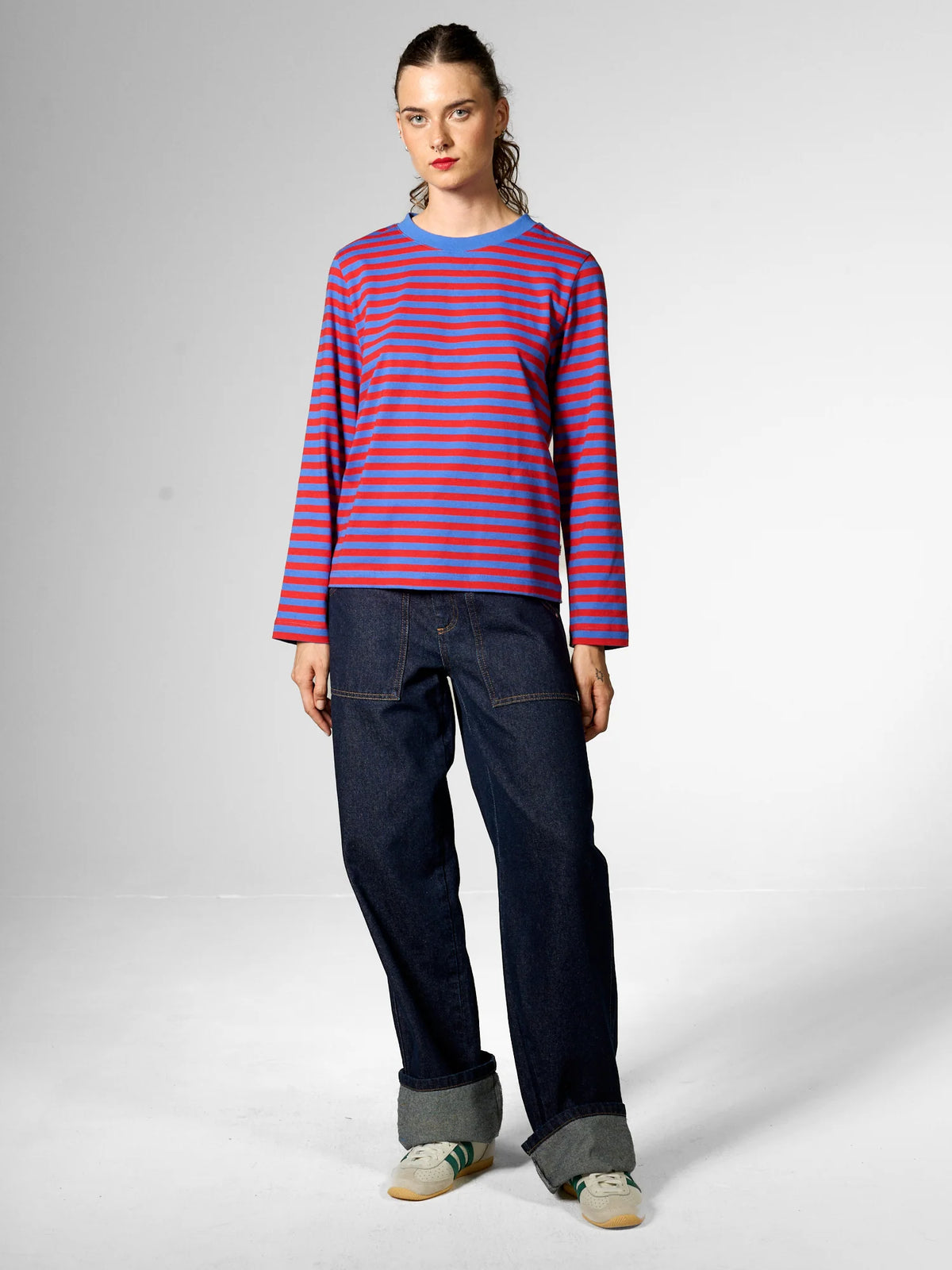 Maglia a maniche lunghe a righe in cotone biologico