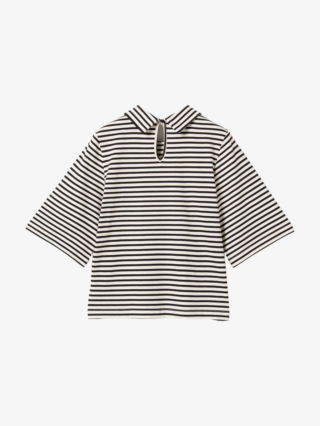 Maglia a righe con colletto a camicia in cotone biologico