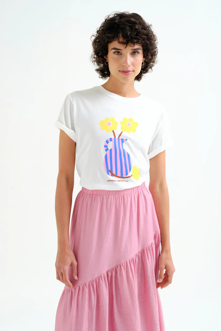 T-shirt con stampa di vasi