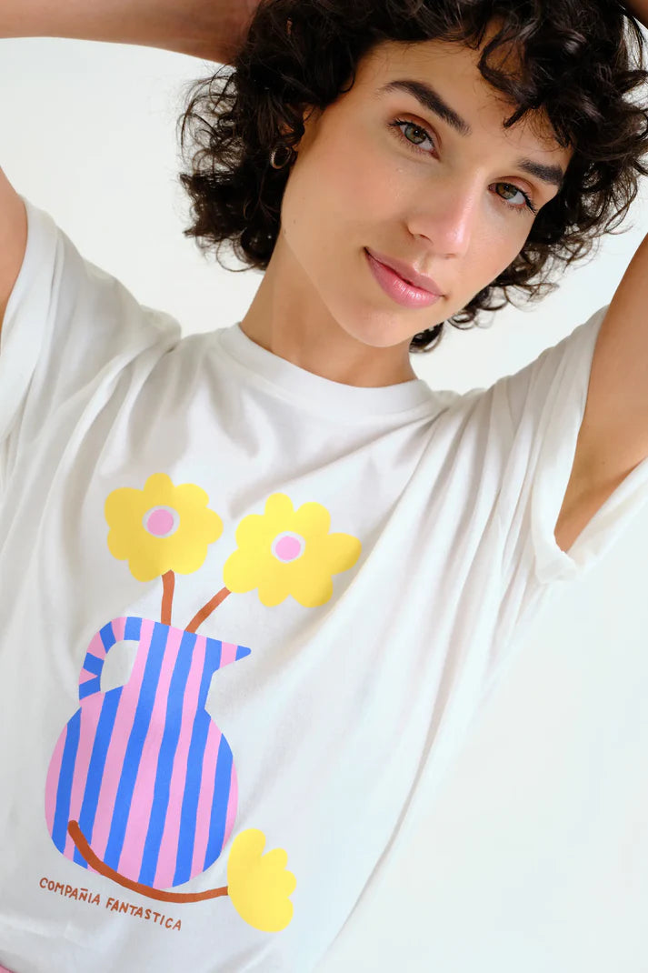 T-shirt con stampa di vasi