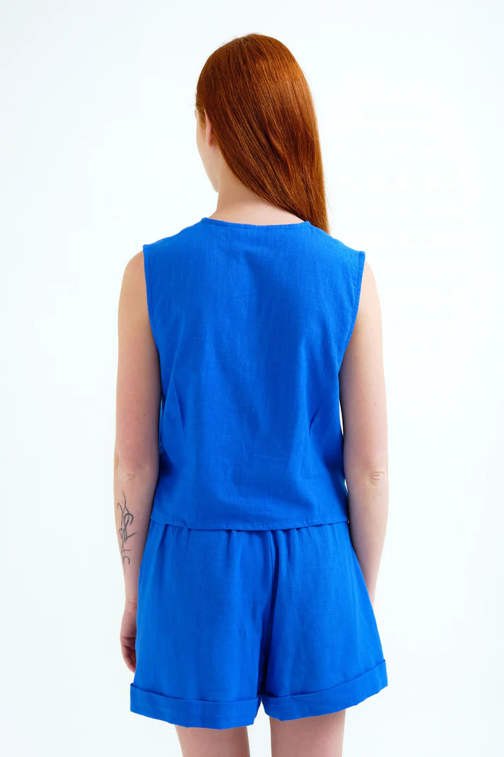 Top blu navy 100% cotone con applicazione a stella