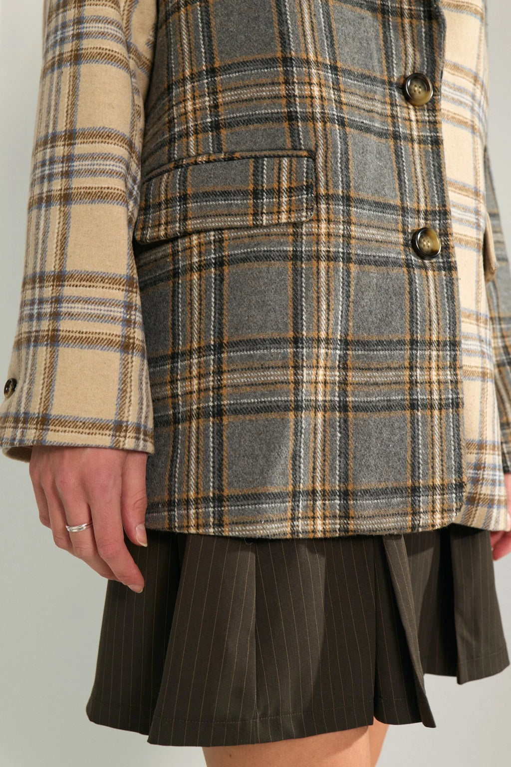 AVEY CHECK BLAZER - Medium Grey mel