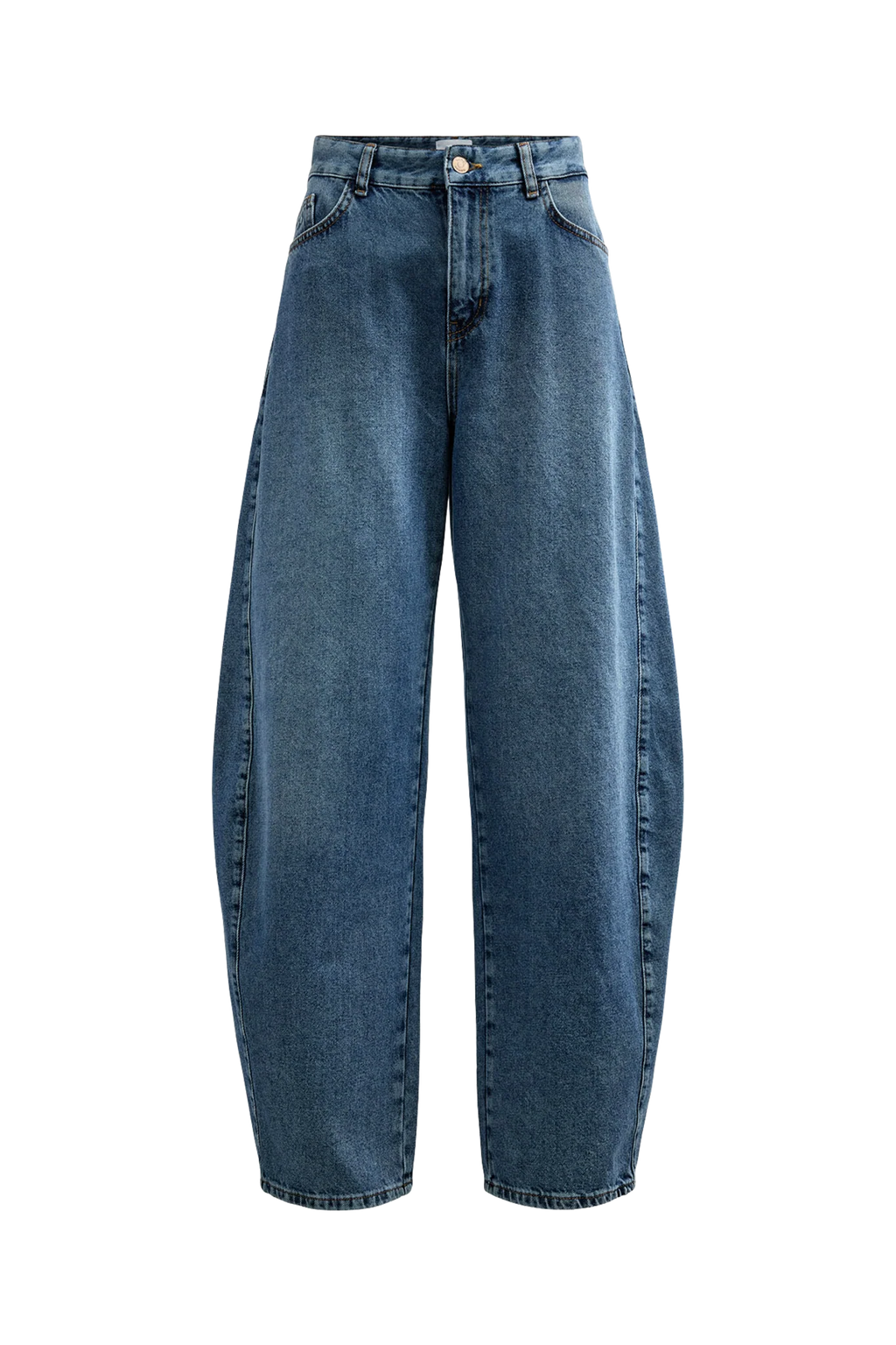 AMSTERDAM HR BARREL JEANS - P3013 - Medium Blue Denim