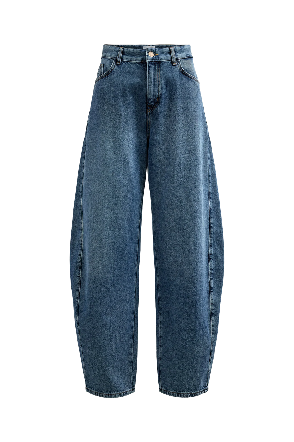 AMSTERDAM HR BARREL JEANS - P3013 - Medium Blue Denim