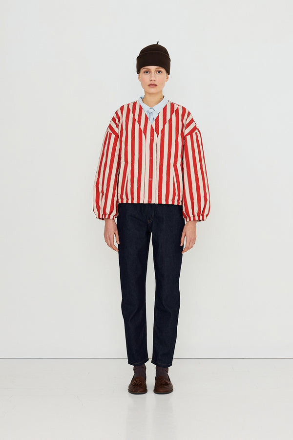 V NECK STRIPED JACKET