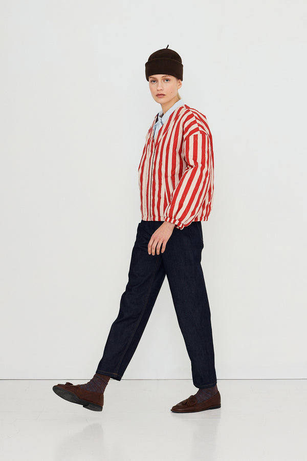 V NECK STRIPED JACKET