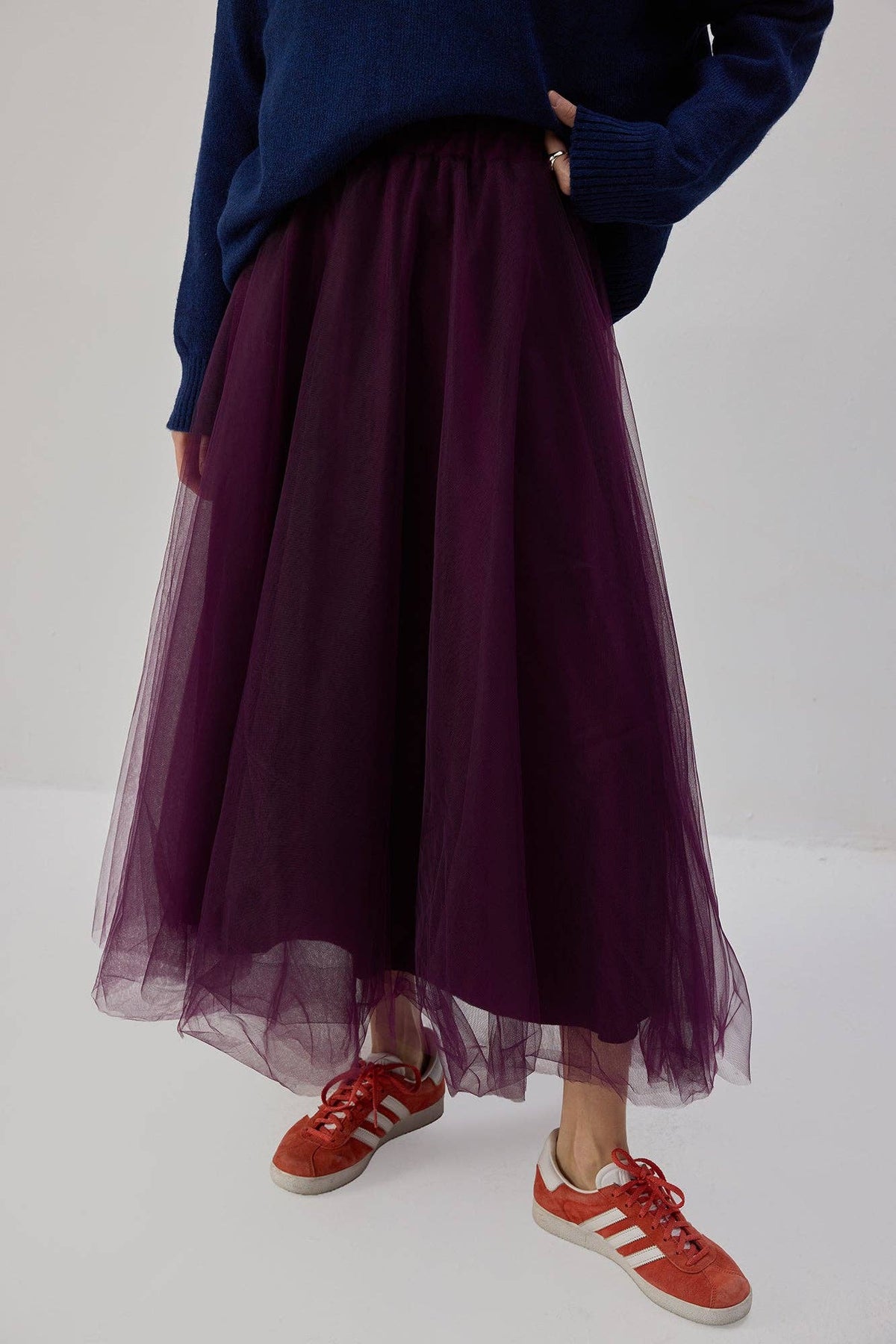 Gonna maxi in tulle a balze