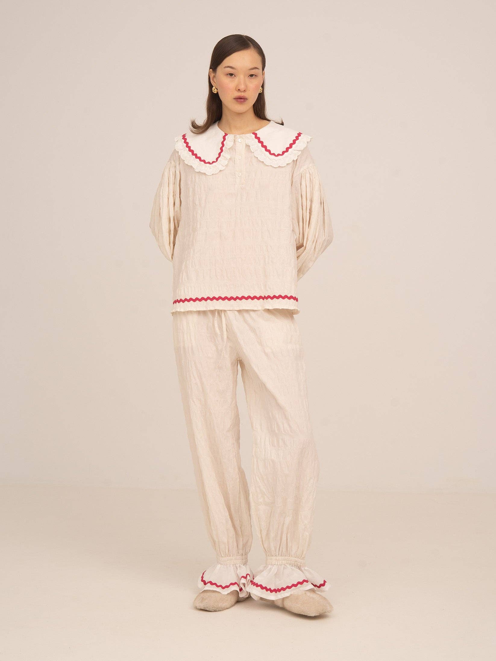 Blusa Pigiama Crema Offduty