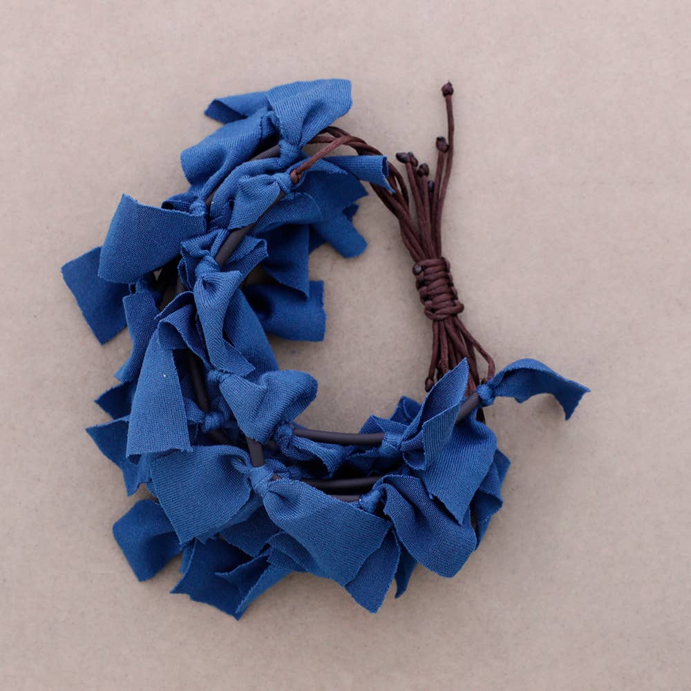Bracciale Macramè Multi Fili Frange Tessuto: Ottanio