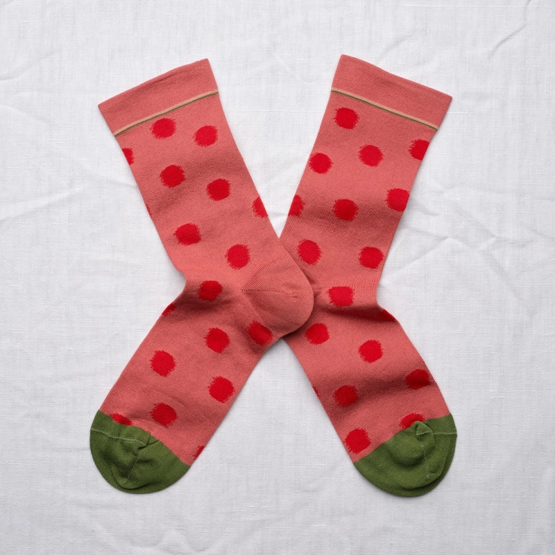 Faded Red Polka Dot Sock CU6-01