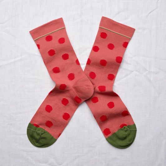 Faded Red Polka Dot Sock CU6-01