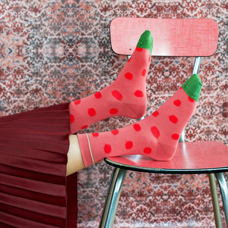 Faded Red Polka Dot Sock CU6-01