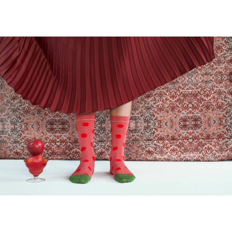 Faded Red Polka Dot Sock CU6-01