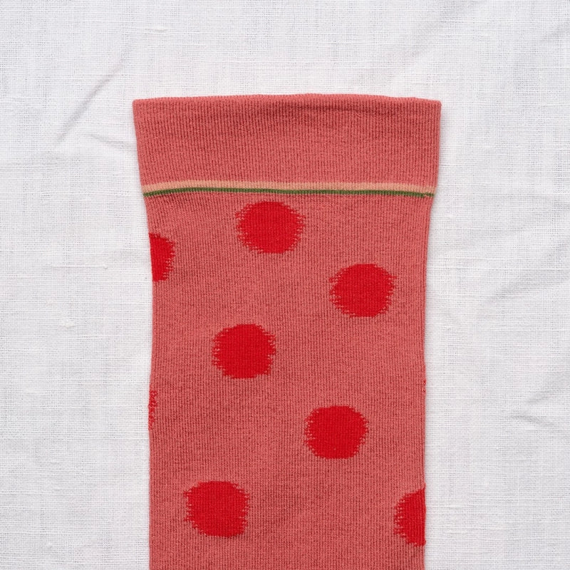 Faded Red Polka Dot Sock CU6-01