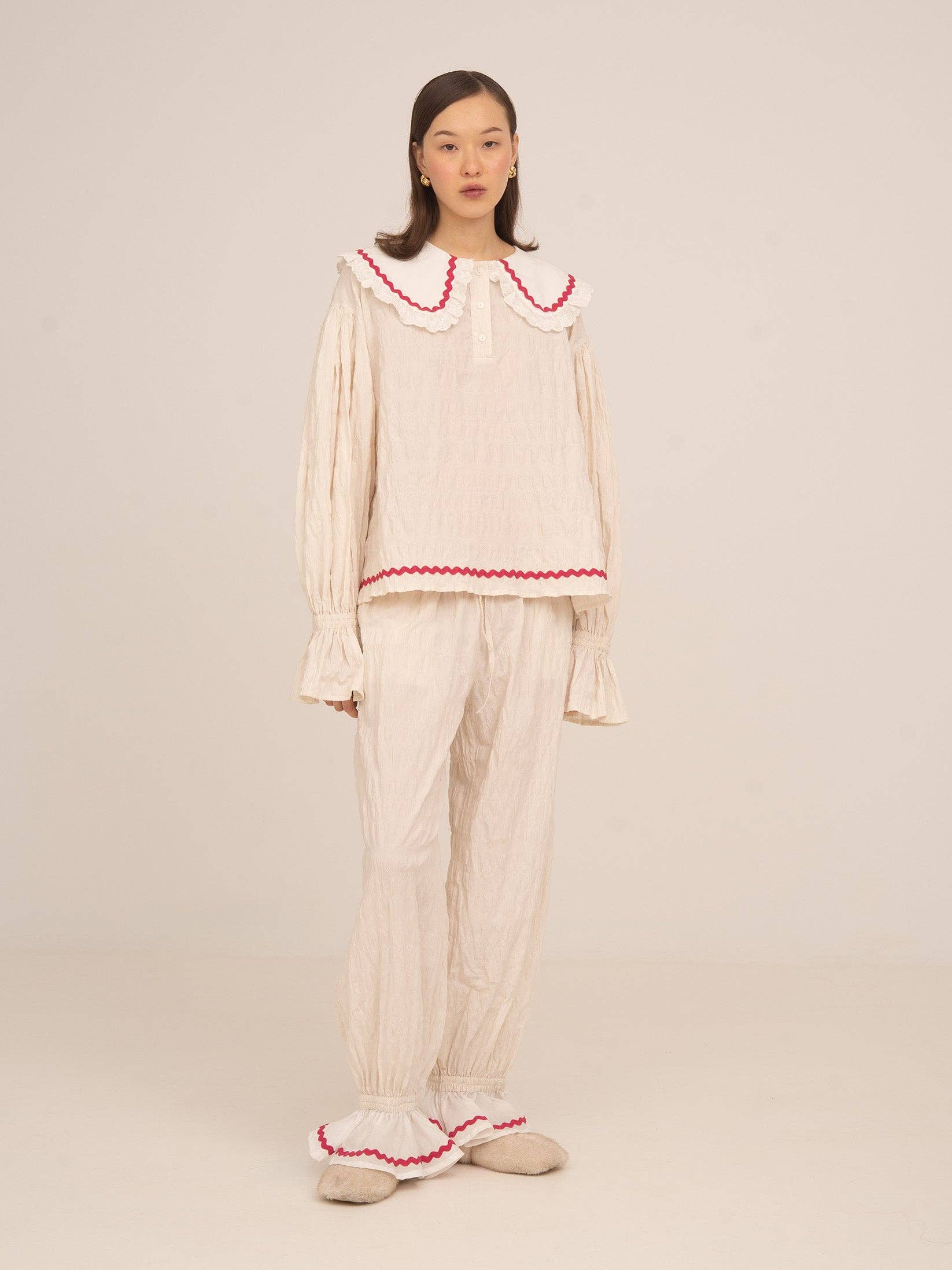 Blusa Pigiama Crema Offduty