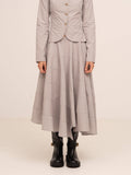 Midnight Striped Gray Flared Skirt