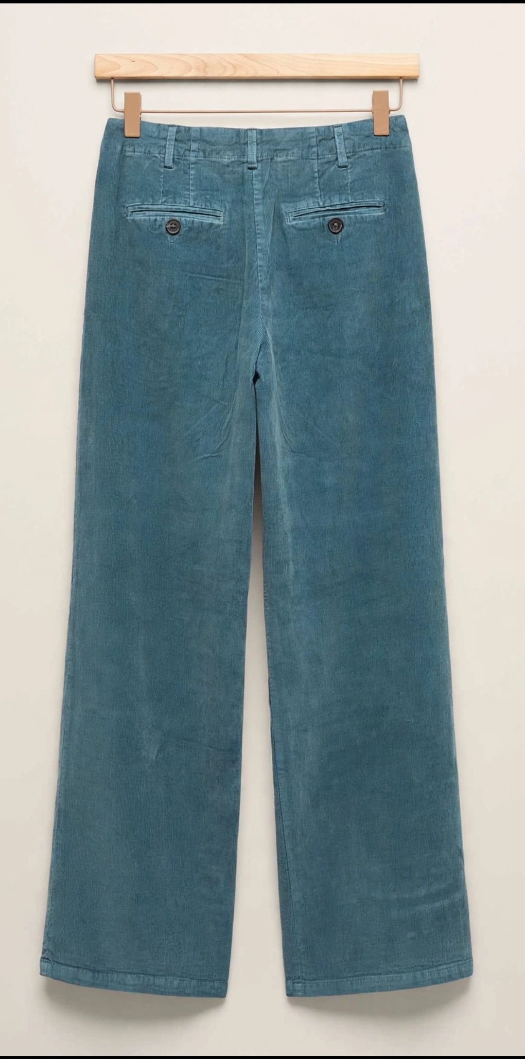 Nice Things Paloma S. Pantalone Palazzo Velluto a Coste Sottile Azzurro Polvere  - Gamba Ampia Vita Alta - Tintura in Capo - FW'26