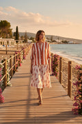 Camicia mussola di lyocell a righe - burro/arancio