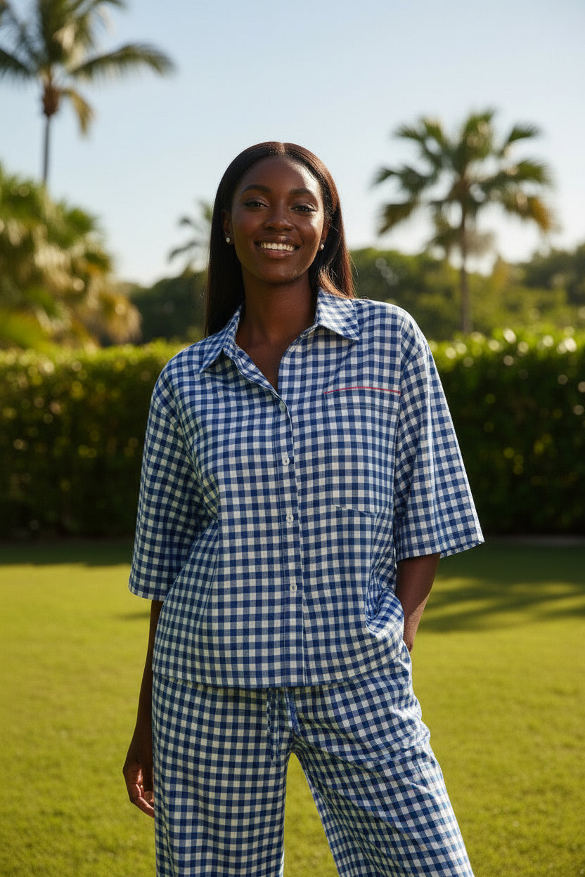Camicia in vichy blu elettrico