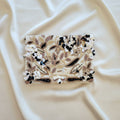Pochette Maxi perline e petali avorio