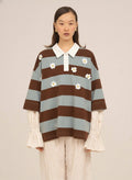 Polo a righe con margherite 3D