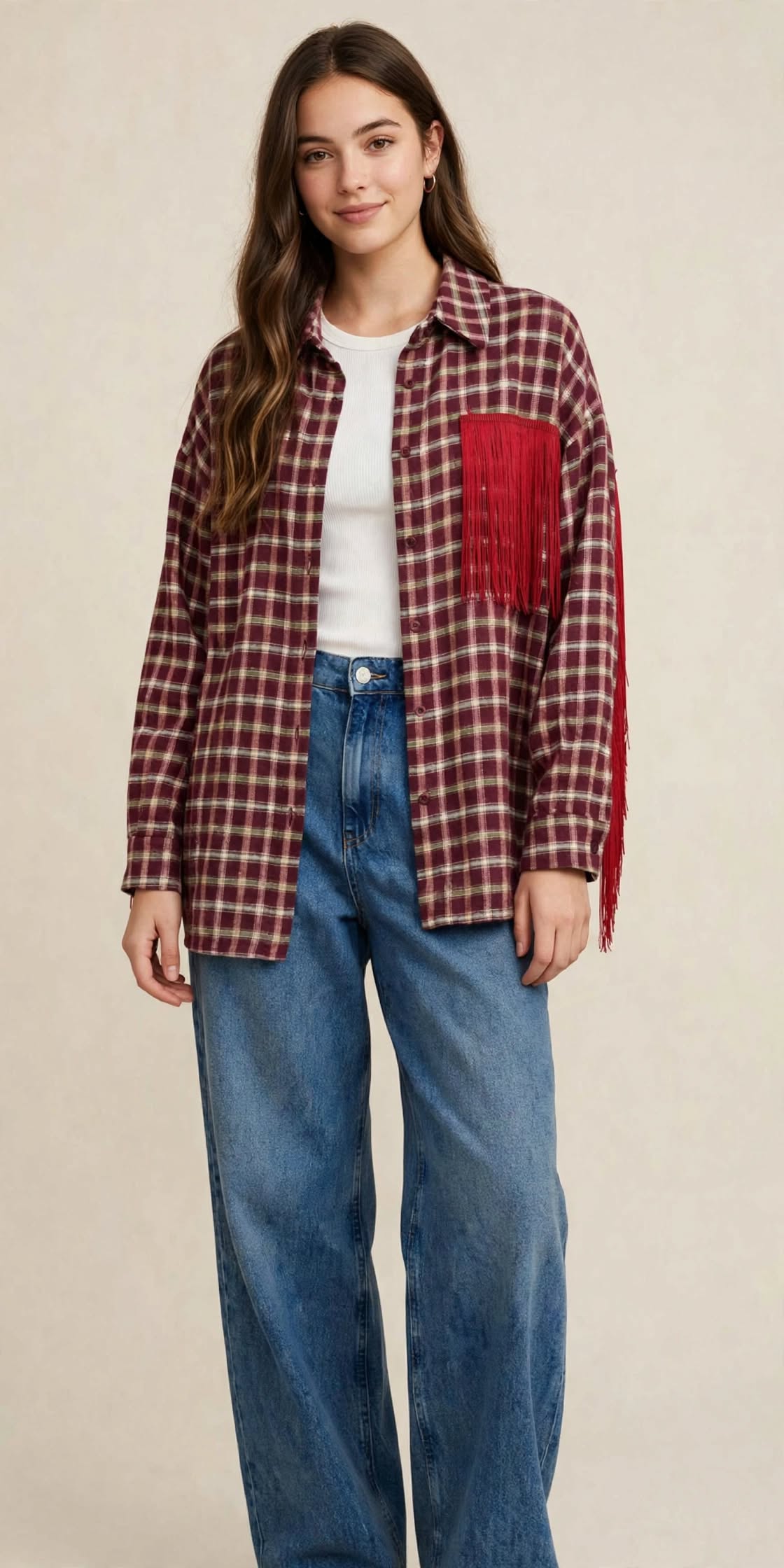 Camicia quadri con frange