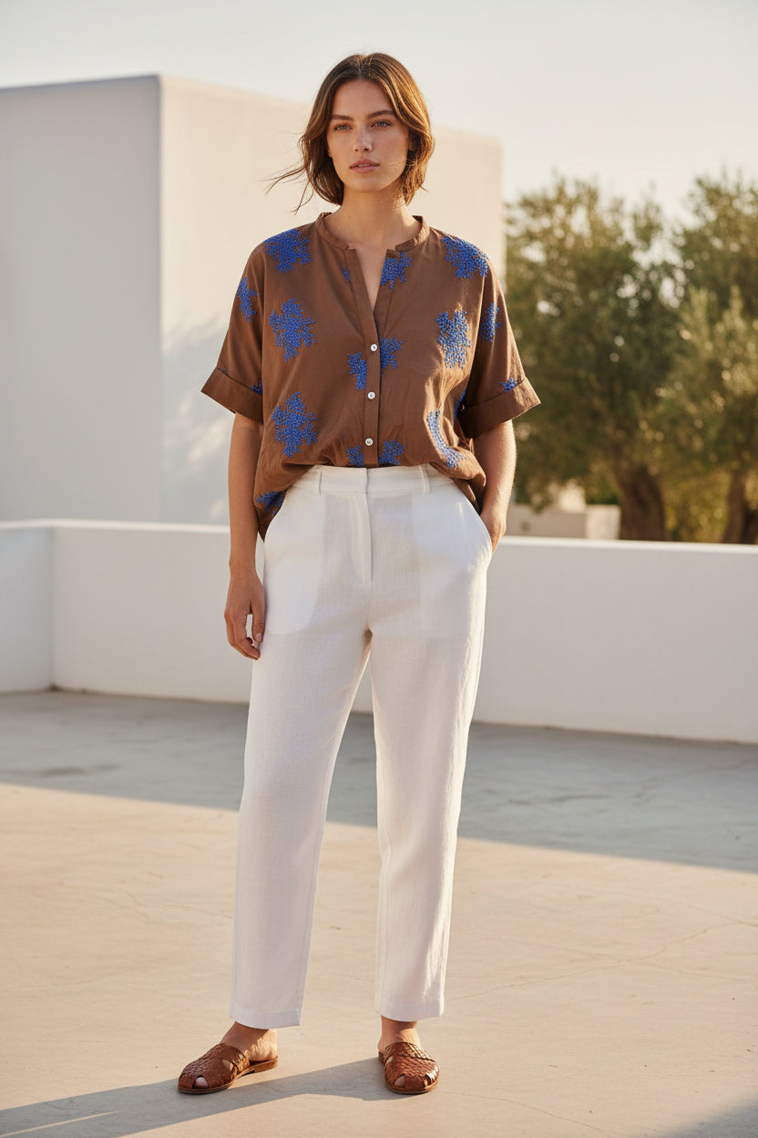 Blusa motel ricami blu