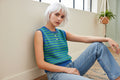 Bicolor gilet righe  verde blu