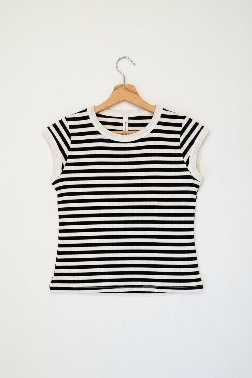T - shirt rigata costine